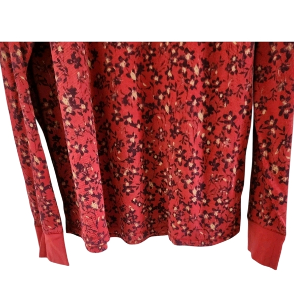 Eddie Bauer Floral Thermal Top Shirt Long Sleeves Burgundy Pink Womens Size XXL - Picture 3 of 8